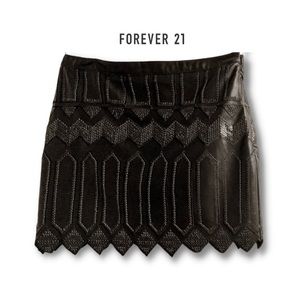 faux leather skirt mini skirt black sequins forever 21